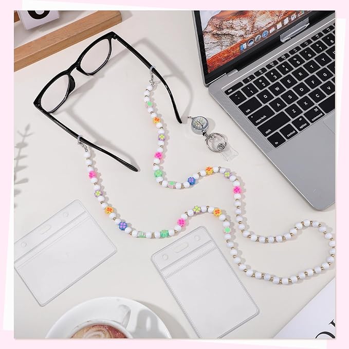 Teacher Lanyard with ID Holder Cute Flower Wooden Beaded Lanyards - Image 7