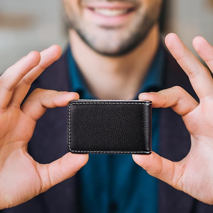 Outus 2 Pieces Business Card Holder, PU Leather Business Card Case Pocket Wallet - Image 7