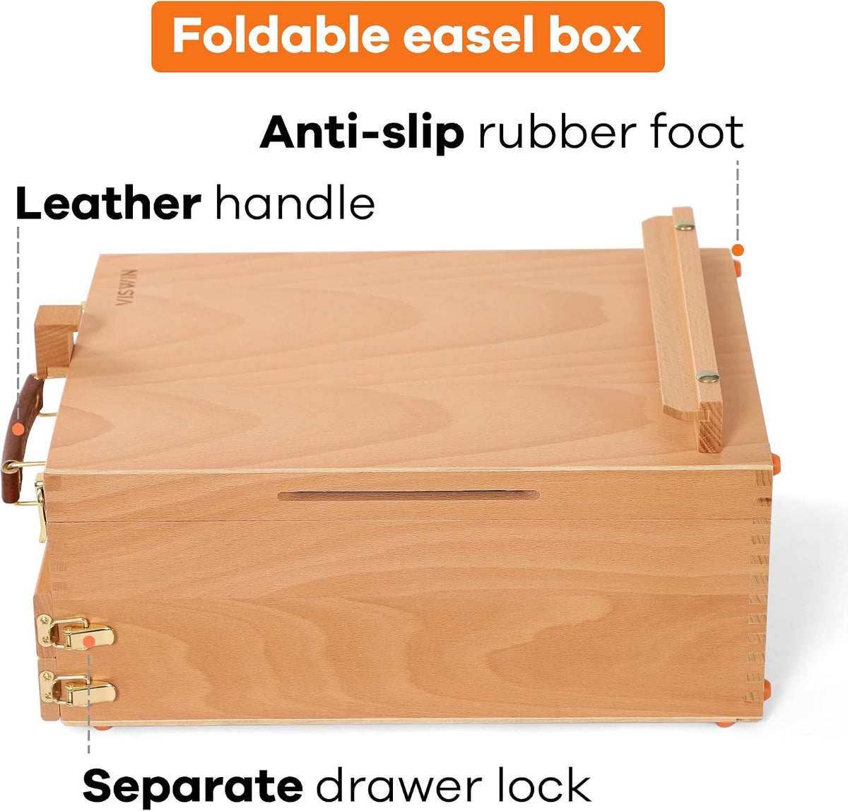 viswin large tabletop easel box with 3 storage showing dimensions