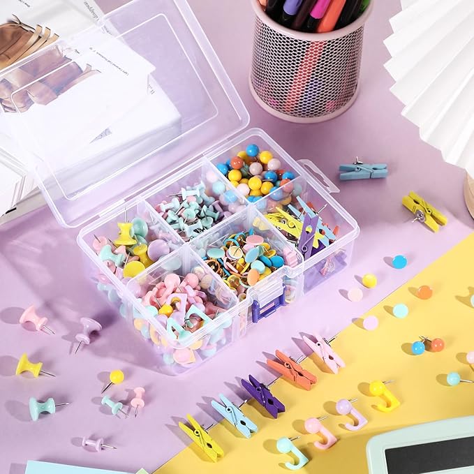 600 Pcs Decorative Push Pins, Colorful Thumb Tacks 6 Types Cute Push Pin Clips - Image 3