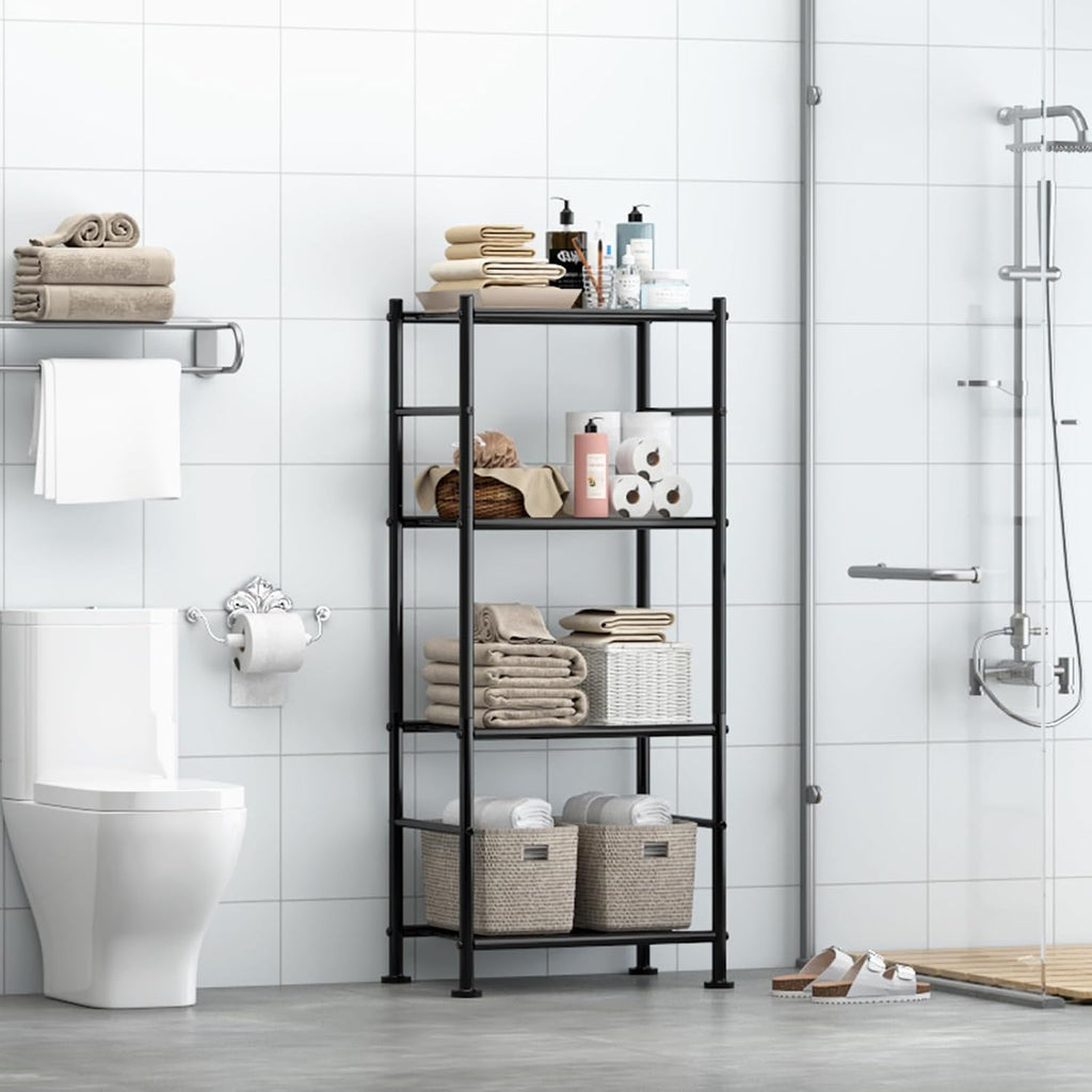 sakugi 2-pack 4-tier metal storage shelves, 18.4"x12.6"44.1", black, package contents