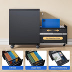 MIIIKO Mobile Filing Cabinet 3 Drawer, Rolling Small File Cabinet - Image 4