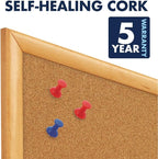 Quartet Cork Board, Bulletin Board, Oak Finish Frame - Image 3