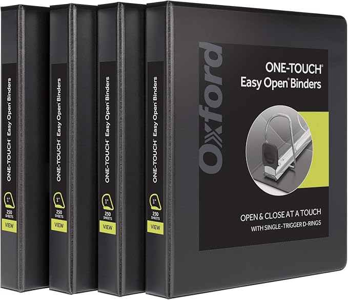 Oxford 3 Ring Binders, 1 inch ONE-Touch Easy Open D Rings, Durable Binders by Oxford