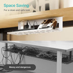 PEGZONE Under Desk Cable Management Tray, 15.7 Inches Metal Cord Organizer Rack - Image 8