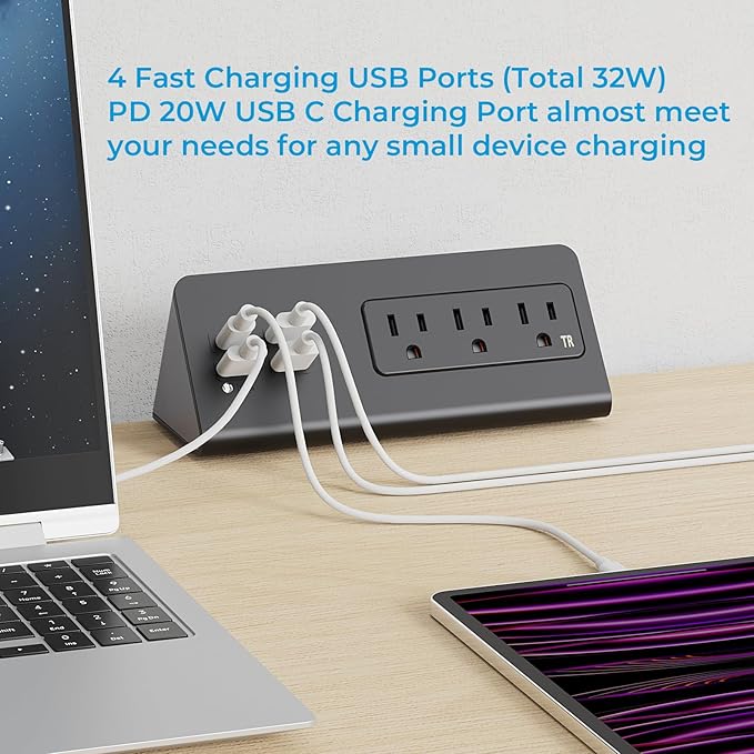 Nightstand Charging Station, Nightstand Edge Power Strip - Image 3