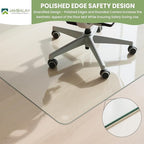 JAMBALAY 46″×36″ Tempered Glass Floor Mat, Heavy Duty Glass Office Chair Mat - Image 3