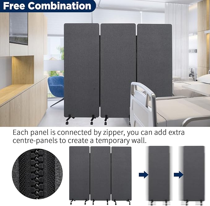 Sound Proof Dividers w/Wheels, Portable Office Wall Divider - Image 4