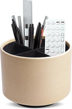 Hennaja Round Leather Art Supply Organizer, Remote Control Holder, 360 Degree by Hennaja
