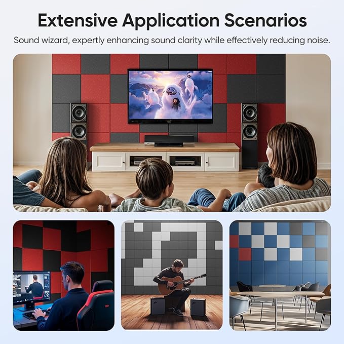 UNECHO 12 Pack 12" X 12" X 0.4" Acoustic Panels - Image 6