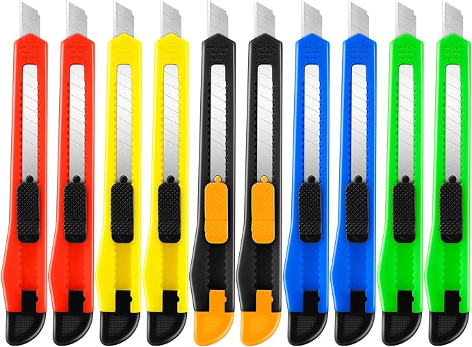 TIFICAL 10 Pack Box Cutter Retractable, 9MM Snap-Off Blade Utility Knife by TIFICAL