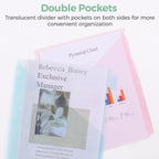 SKYDUE Pastel Binder Dividers with Tabs and Pockets - Soft Plastic Dividers for 3 Ring Binder, Includes 16 Blank Index Labels, for School & Office Organization, Green