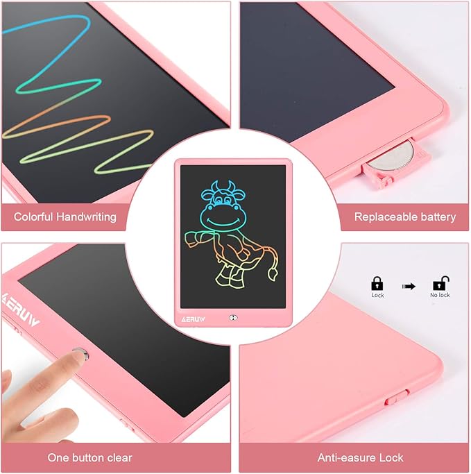 LCD Writing Tablet for Kids, 10 Inch Colorful Electronic Doodle Board, - Image 3