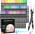 Shuttle Art Pastel Brush Pens, 56 Pastel Colouring Pens, Dual Tip Brush Markers by ShuttleArt