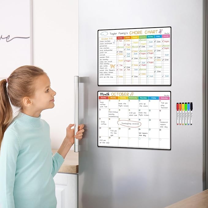 Magnetic Dry Erase Chore Chart, Monthly Calendar Set - Image 6