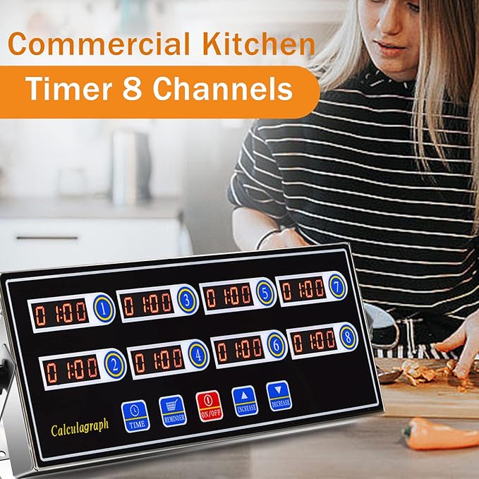 Commercial 8 Channel Kitchen Timer Digital Restaurant Timers Professional Loud - Image 5