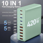 420W USB C Charger Block, 10-Port Charging Station GaN Fast Charging Type C & - Image 2