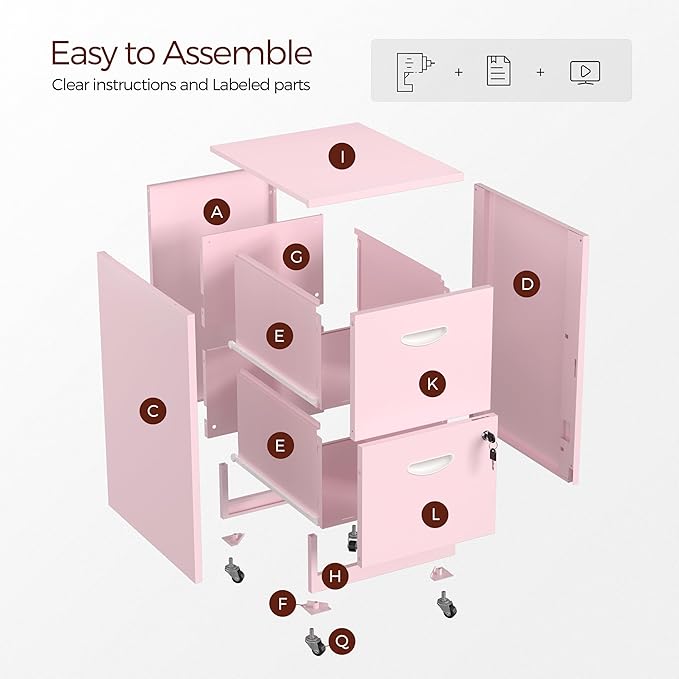 Kubohogar 2 Drawer Mobile File Cabinet - Image 6