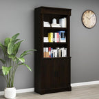 72" Roman Column Bookcase with Double Door Cabinet, 5 Tiers Tall Bookshelf - Image 3