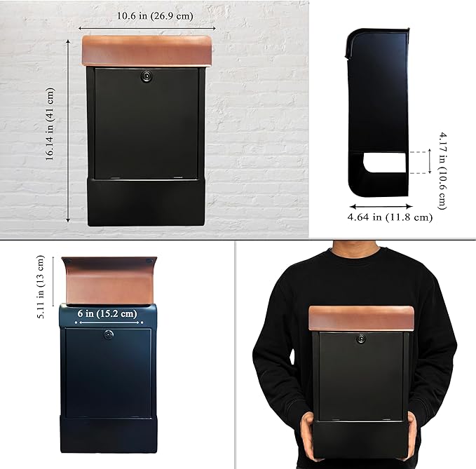 NACH Locking Mailbox, 16 x 4.5 x 10 inch, Waterproof Mailbox Wall Mount - Image 2