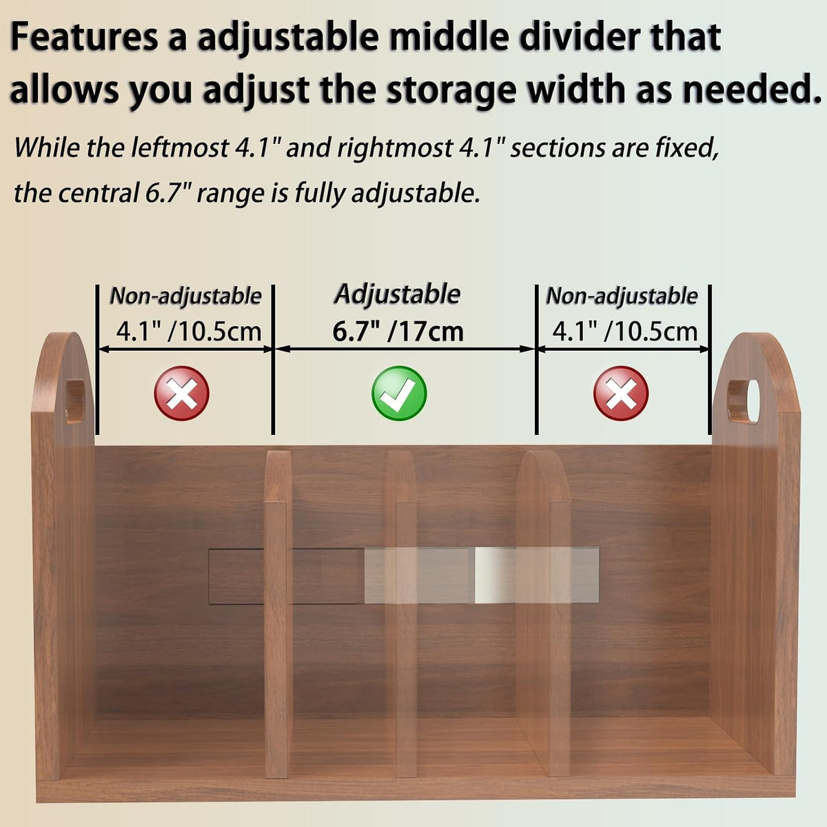 Wood Desktop Bookshelf, Upright Tabletop Book Shelf With Adjustable Divider S...
