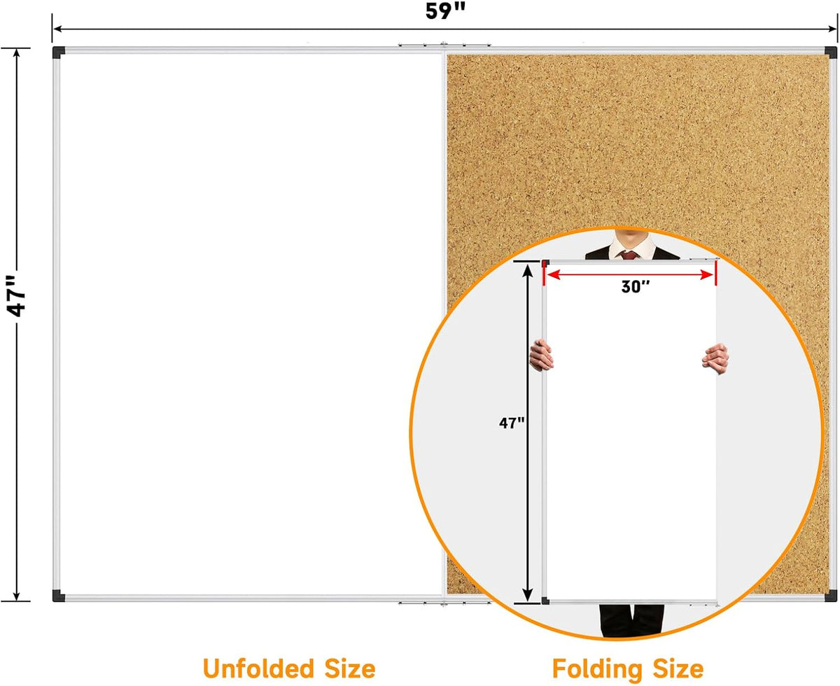 XBoard Magnetic White Board and Bulletin Corkboard Combination, 60 x 48 Inch ...