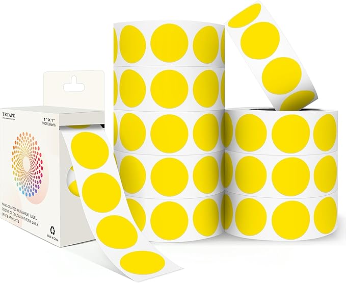 Yellow 1 Inch Round Color Coding Dot Labels, 10 Rolls 10000 Dot Stickers in by Unknown