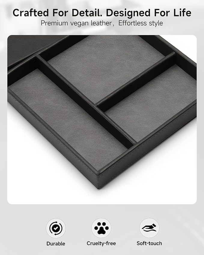 Valet Tray, Built in Wireless Charging Pad, Nightstand Organizer, Two-Toned - Image 7