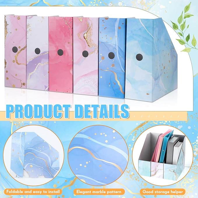 PerKoop 12 Pcs Magazine File Holder Foldable Decorative Cardboard File Folders - Image 3