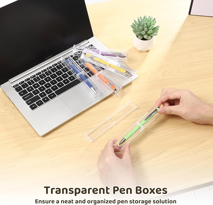 OMISTAR 100PCS Pen Gift Box, Acrylic Clear Pen Gift Box - Image 2
