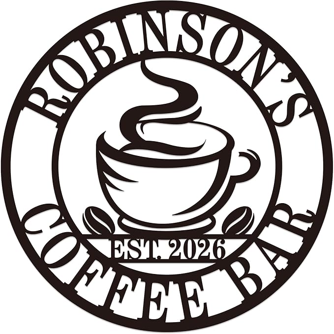 Personalized Coffee Bar Metal Sign, Custom Name Wall Art by HZYCYYFC