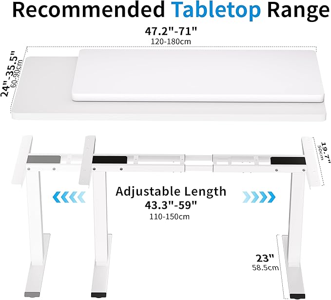 BIZUM Standing Desk Frame Dual Motor, Standing Desk Legs Up to 47.2", Computer - Image 3