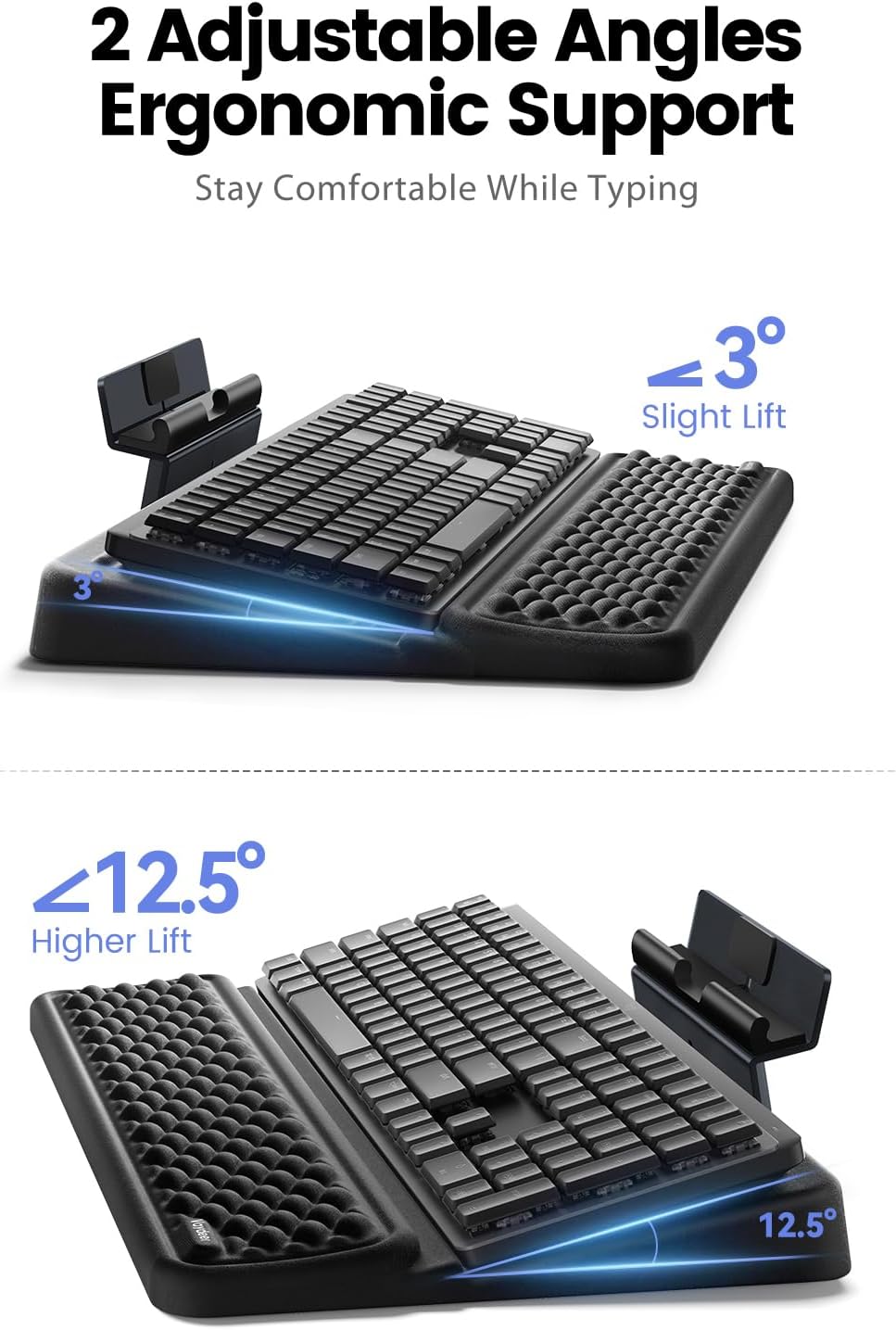 Vaydeer 4-in-1 Keyboard Wrist Rest, Keyboard Stand Adjustable Phone Holder