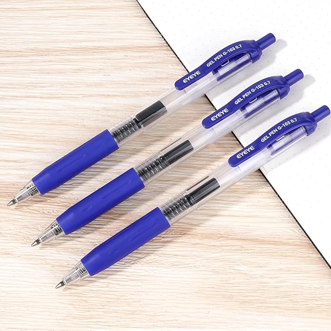 EYEYE G-103 Retractable Gel Pens 0.7mm, 50 Pack 0.7 mm Blue Ink Medium Point - Image 5