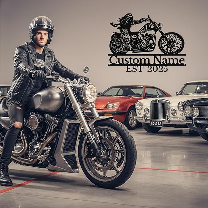Custom Motorcycle Metal Sign Personalized Biker Name Sign Motorcycle Wall Art - Image 8