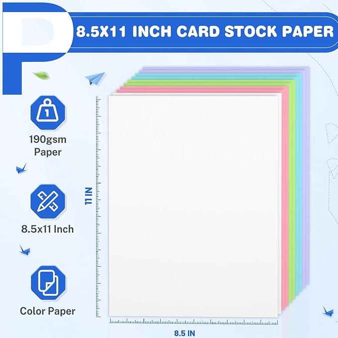200 Sheets Colored Cardstock 8.5 x 11, Heavyweight Cover Cardstock Printer - Image 2