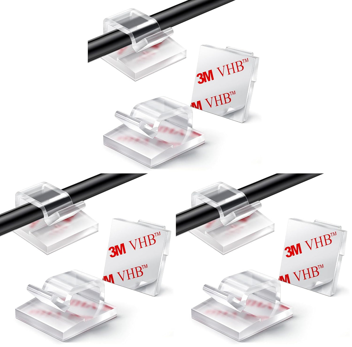 KGROTE 100PCS Cable Clips, Adhesive Wire Clips Strong Cord Clips Wire Holders...