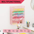 GDINDINFAN Hanging Wall File Organizer 6 Tier Wall Mounted Mail Paper Folder - Image 6
