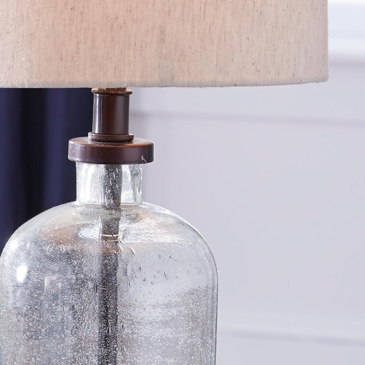 Signature Design by Ashley Bandile Seeded Glass Bedside Table Lamp, Bronze