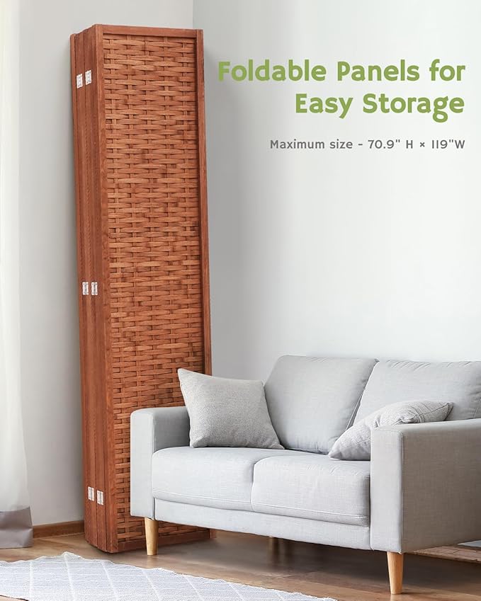 JOSTYLE 6ft Folding Privacy Screens 6-Panel Freestanding Room Dividers - Image 5