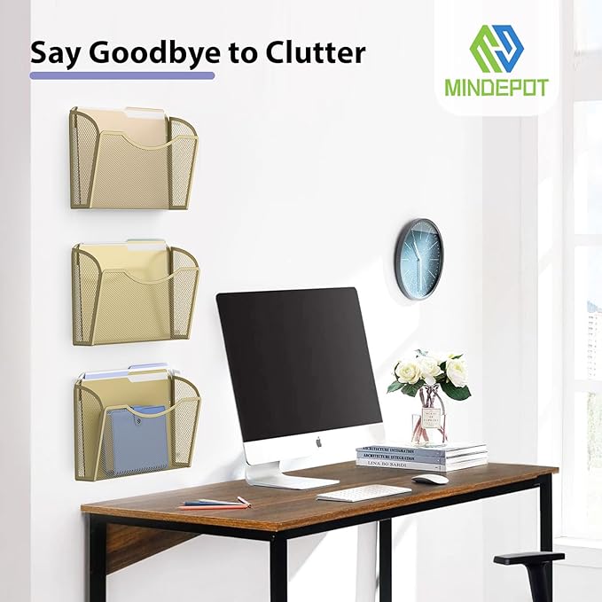 MINDEPOT Wall File Organizer, Hanging Wall Mounted File Folder Binder Holder - Image 6