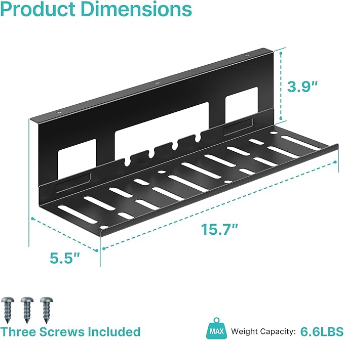 PEGZONE Under Desk Cable Management Tray, 15.7 Inches Metal Cord Organizer Rack - Image 9