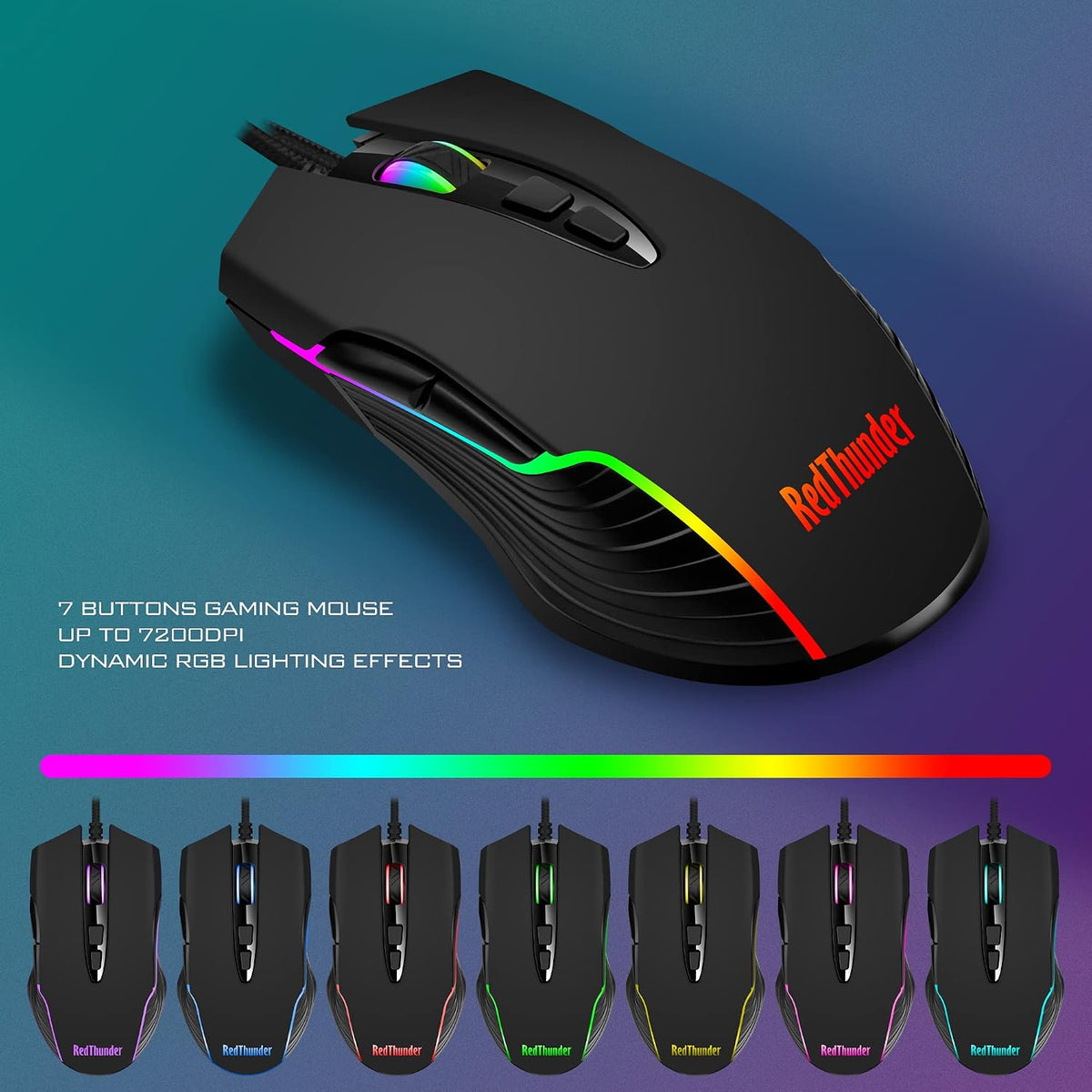 RedThunder K10 Wired Gaming Keyboard and Mouse and Wrist Rest Combo, RGB Back...