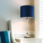 GO&SO Large Drum Lamp Shades Set of 2 Blue Velvet Lampshade - Image 9