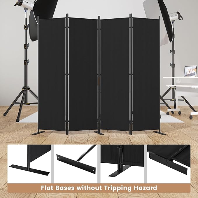 C-Hopetree 4 Panels Room Divider, 6 Ft Tall Indoor Folding Privacy Screen - Image 7