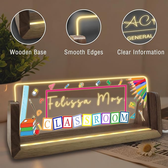 Desk Name Plate Personalized Custom Light Up Acrylic Plaque - Image 4