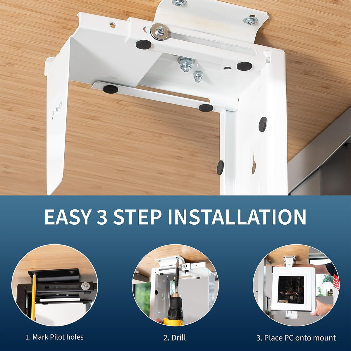 VIVO Under Desk and Wall Office PC Mount w/ Swivel