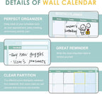 MAKELLO Dry Erase Calendar for Wall 36" x 24", Large White Board Calendar - Image 7