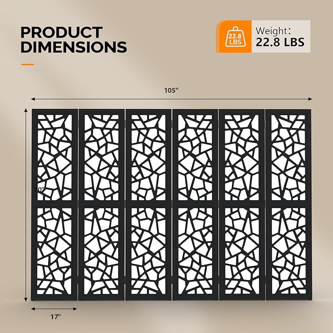 VINGLI 70'' H Room Divider, Non-Woven Fabric Privacy Screen, Indoor Partition - Image 3