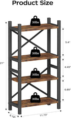 Desktop Bookshelf, 4-Tier Stackable Narrow Bookcase, Adjustable Industrial Desk - Image 3